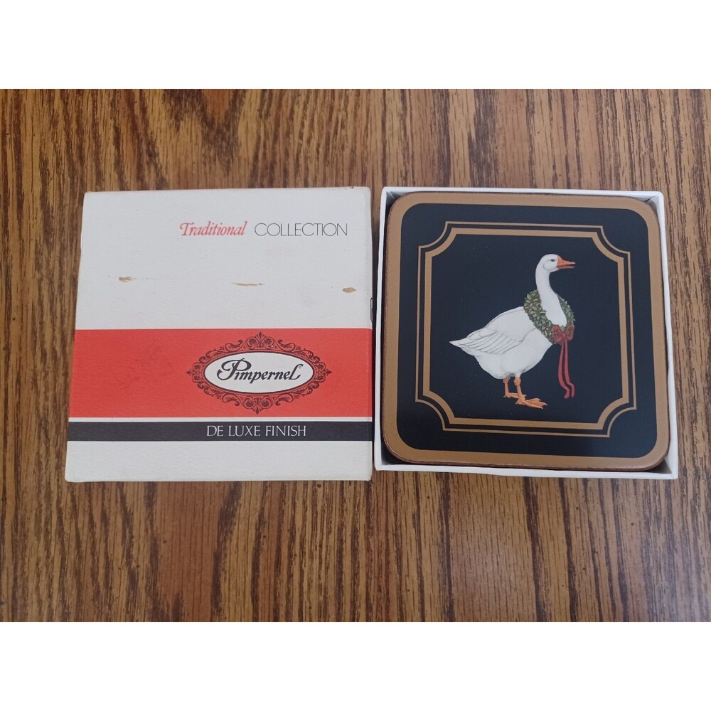 6 Pimpernel Christmas Goose Coasters English England Beer Mats In Original Box